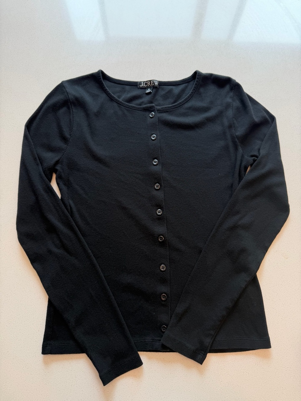 J. Crew Black Long-Sleeve Ribbed Top